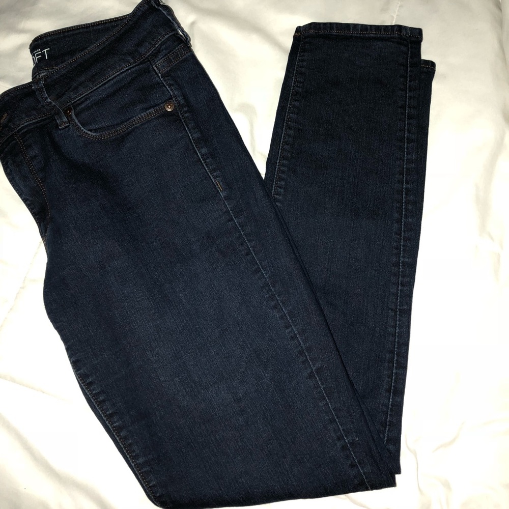 Loft Curvy Skinny Dark Wash Ankle Jeans, 8